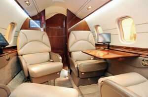 interior of luxurious jet airplane